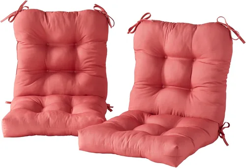 Miniatura 20 de Cojines para silla de exterior con bisagras, diseño de una sola pieza, cojín reversible para asiento y respaldo de patio con lazos, tela