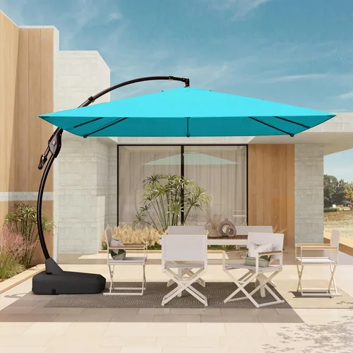Miniatura 16 de Grand Patio 9x12 pies Sombrilla voladiza con base y funda para exterior, sombrilla rectangular de aluminio para terraza y jardín (Champán, 9x12 pies)