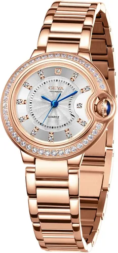 Redhai Women Watches Analog Quartz Watch Mosaic with Diamonds Pearl Bracelet Dress Watch for Female Waterproof Wristwatch with Rhinestones Bracelet