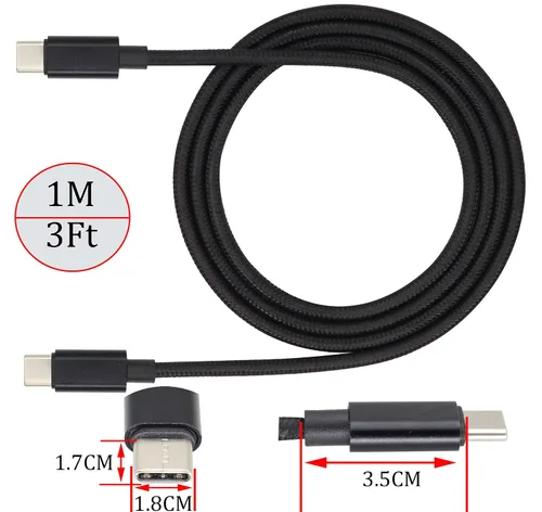 Miniatura 2 de Cable reversible doble tipo C USB C macho a USB C macho, cable trenzado de nailon premium con aislamiento recubierto de aislamiento, cable