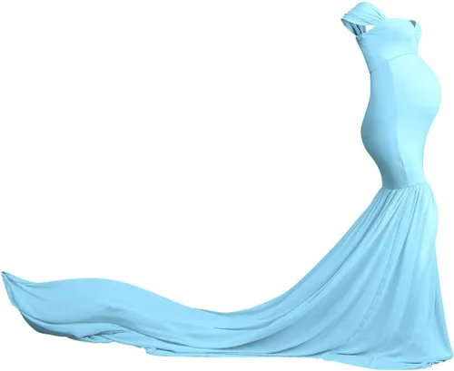 Miniatura 2 de Vestido de maternidad para mujer para fotografía, sirena con hombros descubiertos, ajustado, vestido de gasa, holgado, para baby shower, maxi