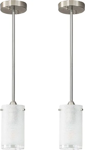 Miniatura 11 de Lámparas Colgantes Mini de 1 Luz, Candelabro Moderno Colgante Lámpara de Techo con Pantalla Blanca Esmerilada, Iluminación Colgante de Níquel