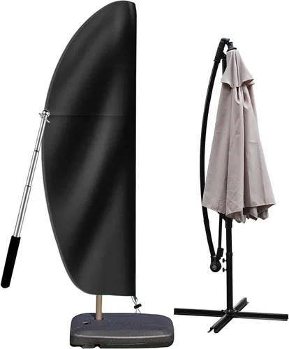 Funda para sombrilla de patio para exteriores, tela Oxford 420D resistente con poste y cremallera, fácil de instalar, impermeable, resistente a los