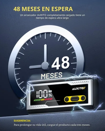 Miniatura 9 de AUXITO Arrancador de 6000A, arrancador de batería de coche de 12V, hasta todos los motores de gasolina y diésel de 12L con pantalla LED, caja
