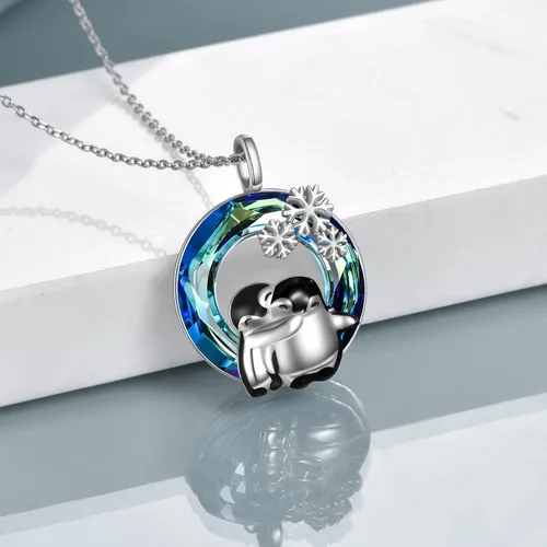 Miniatura 5 de Pingüinosperezosospandasbúhospanda rojojirafagatosllamasdinosaurioosocerdo monoconejito de Pascua, regalos de pingüinos, plata de ley 925, joyería