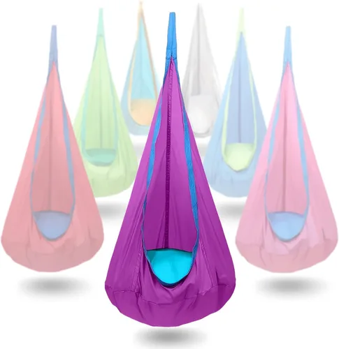 Miniatura 20 de Asiento de columpio para niños, silla hamaca colgante para interiores y exteriores para niños, suave y segura con alta capacidad de peso, fácil