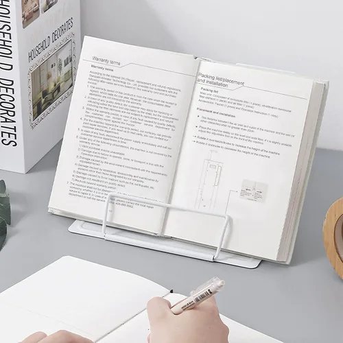 Miniatura 5 de Dicunoy Juego de 2 soportes de metal para libros de escritorio, soporte ajustable para libros, soportes resistentes para recetas, libros de texto