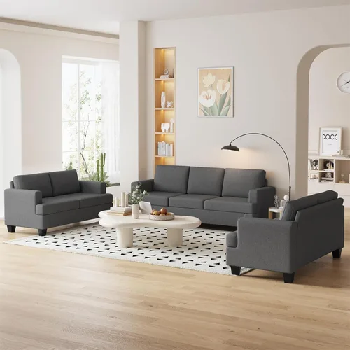 Miniatura 12 de Furnimart Sofás Seccionales para Sala de Estar, Modernos 2 Sofás de Dos Plazas y Sofá de 3 Plazas, Juego de Sofá de Asiento Profundo Color Crema