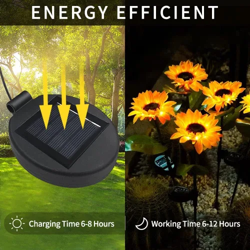 Miniatura 8 de Parte superior de repuesto de luz solar para luz de flor, panel solar LED, parte de repuesto para decoración de flores al aire libre, jardín, patio