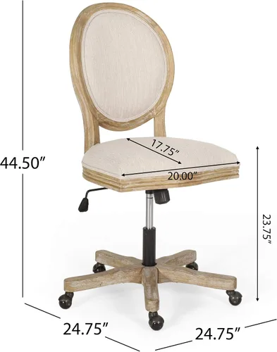 Miniatura 9 de Silla de oficina giratoria tapizada Pishkin - Beige/Natural