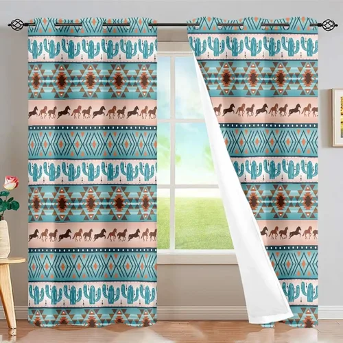 Miniatura 73 de Dreaweet African Tribal Blackout Curtains 63 Inch Long 2 Panels Set Bohemian Ethnic Geometric Grommet Top Thermal Insulated Curtains for Living Room