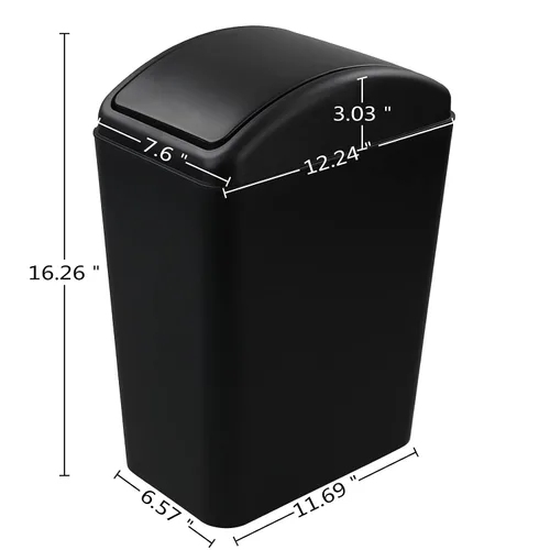 Miniatura 5 de Cand 1 bote de basura de 4 galones, cubo de basura de plástico con tapa giratoria, 16 L (negro)
