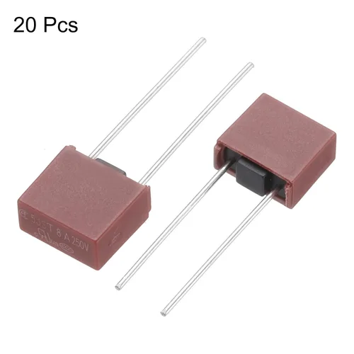 Miniatura 3 de uxcell 20pcs DIP montado en miniatura cuadrado lento golpe micro fusible para piezas electrónicas PCB LCD reparación, T8A 8A 250V, rojo