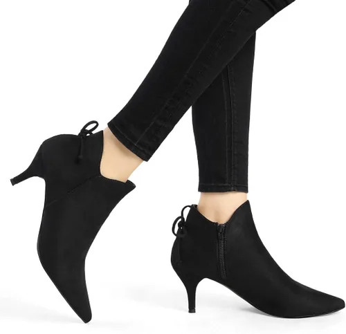 Miniatura 2 de Allegra K Botines de tacón de gatito con punta puntiaguda para mujer