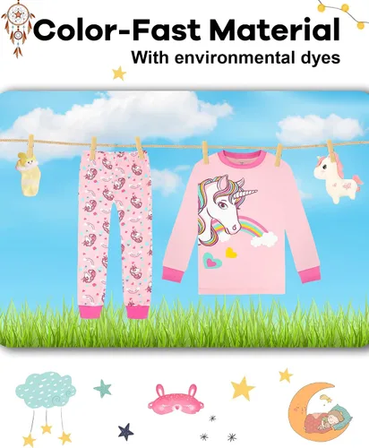 Miniatura 7 de KOBERO Pijamas de Navidad para niños y niñas de 18 meses-12 años, ropa de dormir 100% algodón