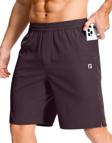 Miniatura 69 de GGJ Pantalones cortos deportivos ligeros para hombre con 2 bolsillos con cremallera de 7/5/9 pulgadas, pantalones cortos de tenis de secado rápido