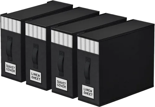 Miniatura 18 de StorageTastic Paquete de 4 Organizadores de Armario para Sábanas y Almacenamiento, Contenedores de Almacenamiento Plegables Resistentes con Ventana