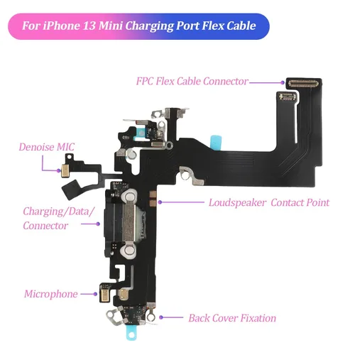 Miniatura 7 de Reemplazo para iPhone 13 Mini puerto de carga Conector de muelle para iPhone 13 Mini A2399 A2176 A2398 2400 Puerto de carga de repuesto USB Placa