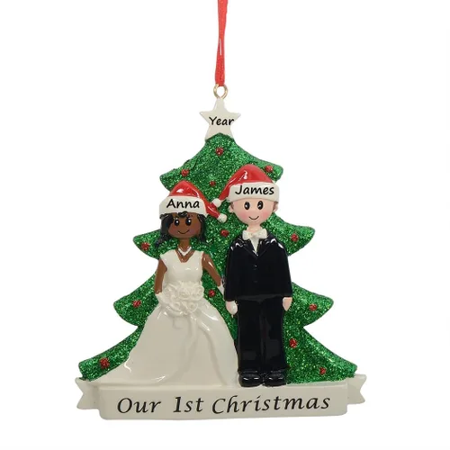 Miniatura 13 de Adorno personalizado para árbol de Navidad recién casado, adorno de nuestra primera Navidad para pareja de boda, adornos para el segundo Con palabras