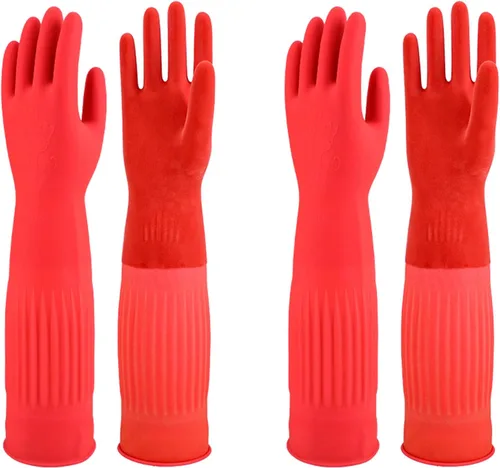 Guantes de goma North Tower para limpieza de cocina para lavar platos, guantes resistentes al calor para lavar platos, 18 pulgadas, 2 pares pequeños