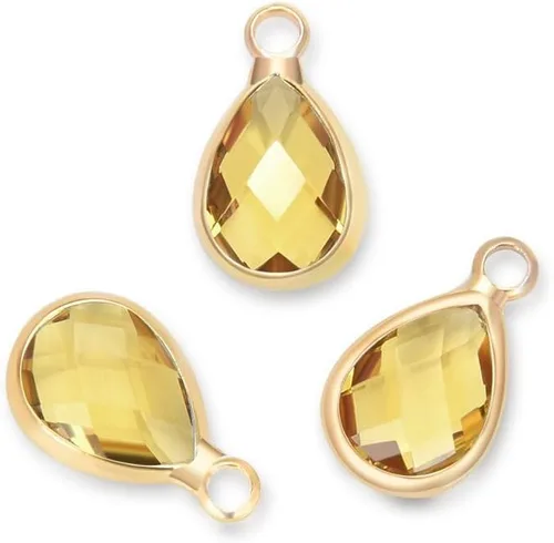 Miniatura 13 de Adabele Colgante de piedra natal de grado A, caída de 11 mm, 14 mm, 16 mm, chapado en oro amarillo de 18 quilates para aretes personalizados