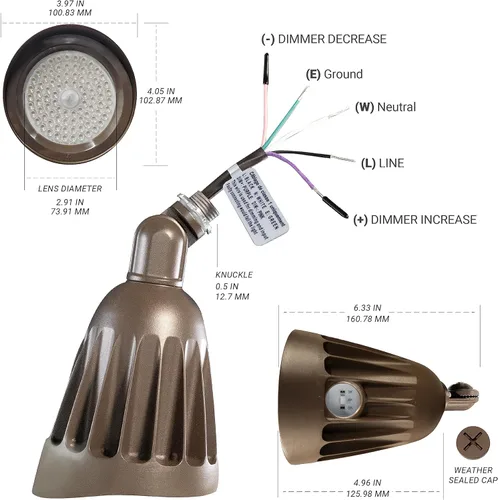 Miniatura 5 de NUWATT Luces de Foco Bullet de 25W para Exteriores, Luz LED de Paisaje Exterior, 3500 LM Iluminación Exterior Brillante para Patio, 30K/40K/50K