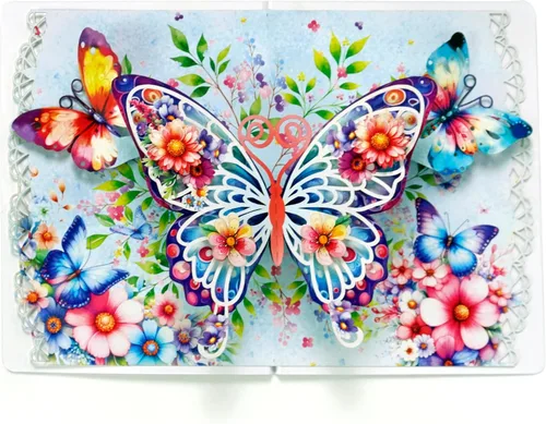 Miniatura 12 de CUTPOPUP - Tarjetas de cumpleaños emergentes de pavo real para mujer, tarjeta de felicitación de flores de cumpleaños 3D para su esposa, madre