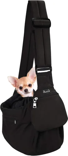 SlowTon Transportín Tipo Bandolera para Perros - Transportadores para Perros Pequeños con Soporte de Base Rígida con Correa de Hombro Acolchada