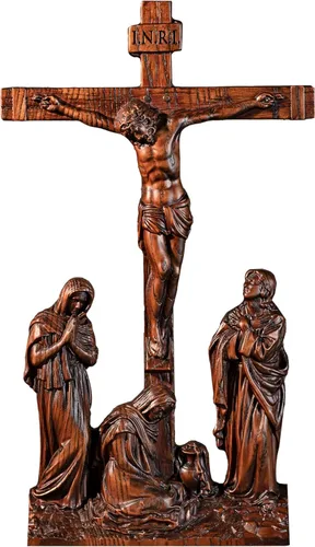 BGCOPPER Crucifijo de Pared de Pie, Cruz de Jesús INRI para Pared, Cruz de Madera Hecha a Mano Decoración de Pared para el Hogar Regalo de Navidad -