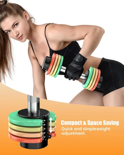 Miniatura 5 de Uboway Adjustable Dumbbell Set, Pair 12.5LB/22.5LB, 5-IN-1 Free Weight Set with Rainbow-Colored Weight Plates & Anti-Slip Handle for Home Gym