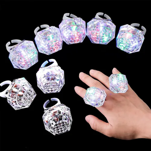 Miniatura 2 de Hicarer LED Light up Rings Bachelorette Flashing Party Favors Plastic Diamond Glow in The Dark Ring for Birthday Wedding Bridal Shower Party