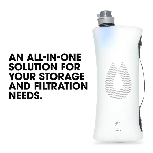 Miniatura 5 de HydraPak Seeker+ - Bolsa de reservorio de hidratación con filtro y almacenamiento plegable (3L) sin BPA ni PVC, a prueba de fugas, ligera