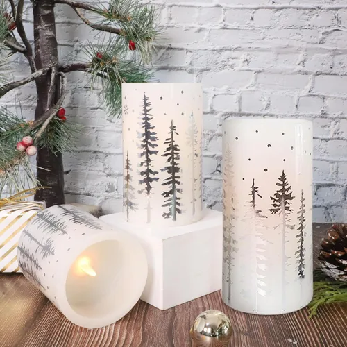 Miniatura 4 de Crystal Club Velas de Navidad sin llama, velas LED navideñas que funcionan con pilas con control remoto y temporizador, velas parpadeantes realistas