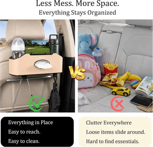 Miniatura 5 de Mu&Ti Organizador de asiento trasero para automóvil, 4+2 en 1, caja de almacenamiento multifuncional para asiento trasero de automóvil con 2