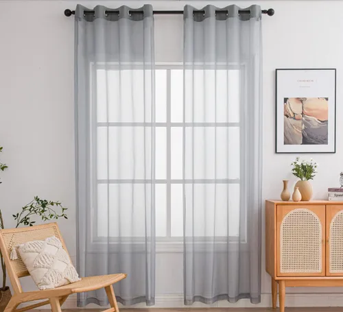 Miniatura 66 de PI - Cortinas traslúcidas con paneles pequeños, cortina transparente para ventana de cocina, mirador, 2 paneles