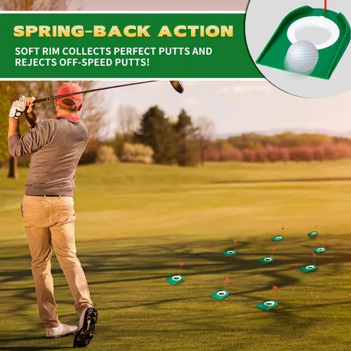 Miniatura 4 de Sotiff 9 Pack Golf Putting Cup and Flag Plastic Golf Hole Training Aids Training Putters for Indoor Outdoor Men Women Office Backyard Garage Rojo