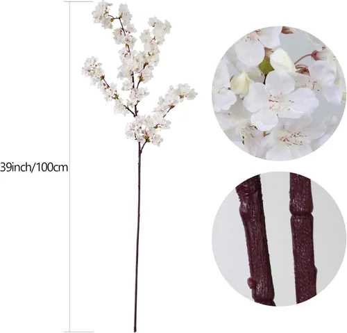 Miniatura 2 de MINYULUA Ramas artificiales de cerezo, flores de cerezo sintético de 39 pulgadas, arreglos de jarrón de flores falsas de seda para decoración