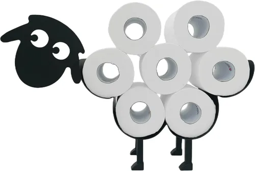 Miniatura 8 de Lindos soportes de papel de oveja, soporte de papel higiénico de metal negro, organizador decorativo de almacenamiento de papel higiénico