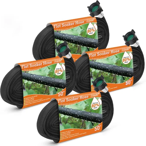 Miniatura 8 de AIODE Manguera de remojo plana de 10 pies para camas de jardín, manguera de goteo resistente, ahorra un 80% de agua para árboles vegetales (10 pies)