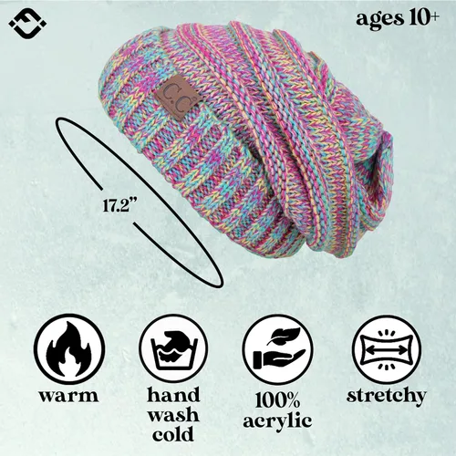 Miniatura 190 de Funky Junque Gorro de moda de punto trenzado de talla extragrande, grueso, abrigado, suave y holgado