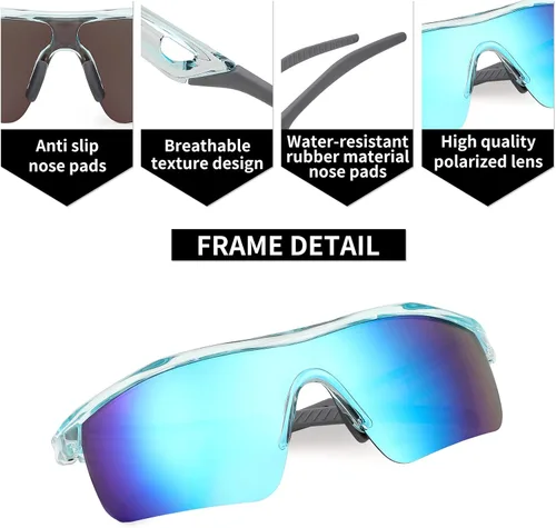 Miniatura 6 de FEISEDY Gafas de sol polarizadas de béisbol para niños y adolescentes, marco TR90 para niños y niñas, ciclismo B2454