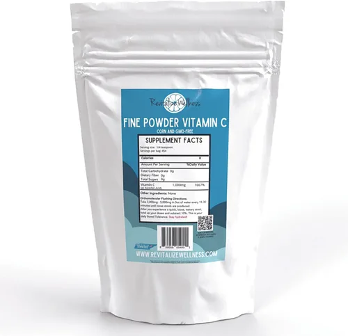 Vitamina C en polvo fino como ácido ascórbico, puro, sin azúcar ni transgénicos, 1000 mg de vitamina C por porción, 454 porciones por bolsa