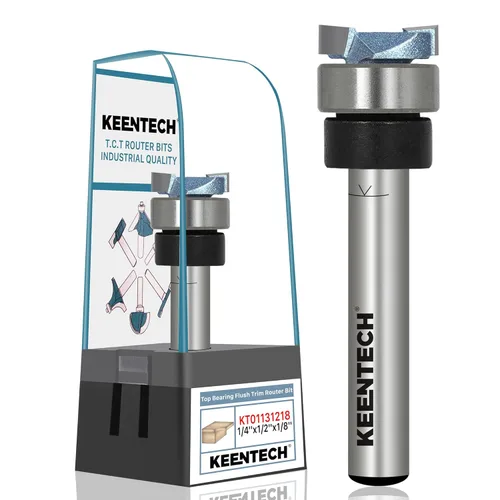 Miniatura 11 de KEENTECH Brocas de enrutador de 1/2 pulgada, broca de enrutador de ajuste empotrado, broca de patrón con punta de carburo de rodamiento superior