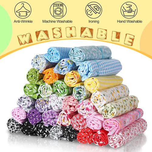 Miniatura 4 de Macarrie 35 piezas de tela de retazos de tela 100% algodón para coser acolchados, paquetes de cuadrados estampados florales, suministros de costura