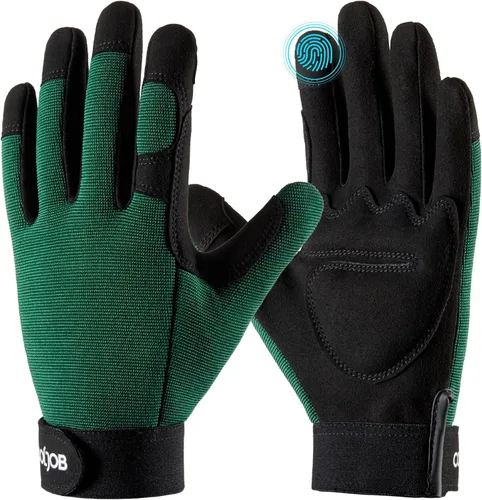 Miniatura 7 de Guantes de jardín COOLJOB a prueba de espinas con dedos táctiles para hombres, guantes de trabajo de poda de rosas con acolchado en la palma