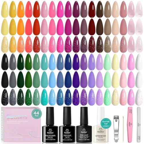 Miniatura 31 de Beetles - Juego de esmaltes de uñas de gel, 20 colores, colección Cozy Campfire Shade, juego de esmaltes de gel naranja, amarillo, verde, marrón