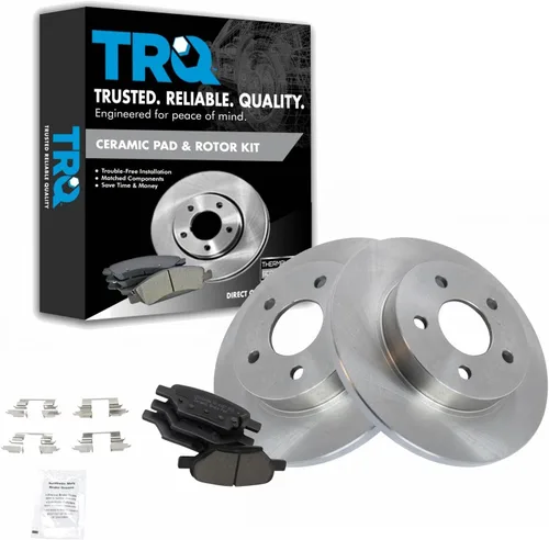 Miniatura 132 de TRQ Kit de rotor de freno trasero y pastillas de cerámica Posi premium compatible con camioneta Chevy GMC