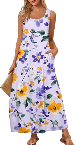 Miniatura 33 de Vestidos de iglesia para mujer 2025, casual, holgado, sin mangas, largo, fluido, vestido de verano con bolsillos