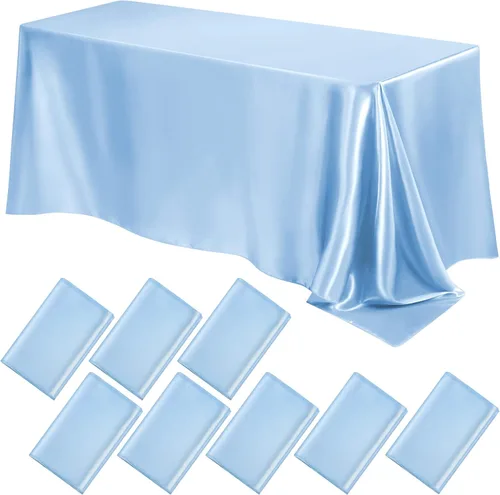 Miniatura 12 de Lounsweer - 8 manteles de satén para mesa, 102 x 58 pulgadas, mantel rectangular de seda suave para mesa, ideal para fiestas rectangulares, cenas