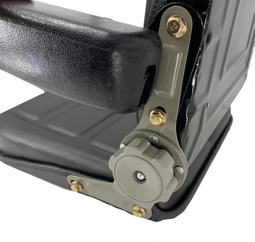 Miniatura 7 de Asiento de tractor de suspensión de PVC con respaldo y reposabrazos ajustables de 140° Negro Se adapta a carretilla elevadora de excavadora